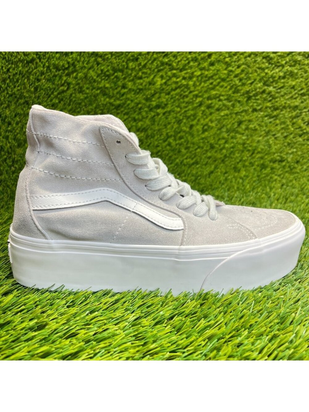 Vans Sk8-Hi Tapered Womens‎ Size 8.5 Beige White Athletic Skate Shoes Sneakers